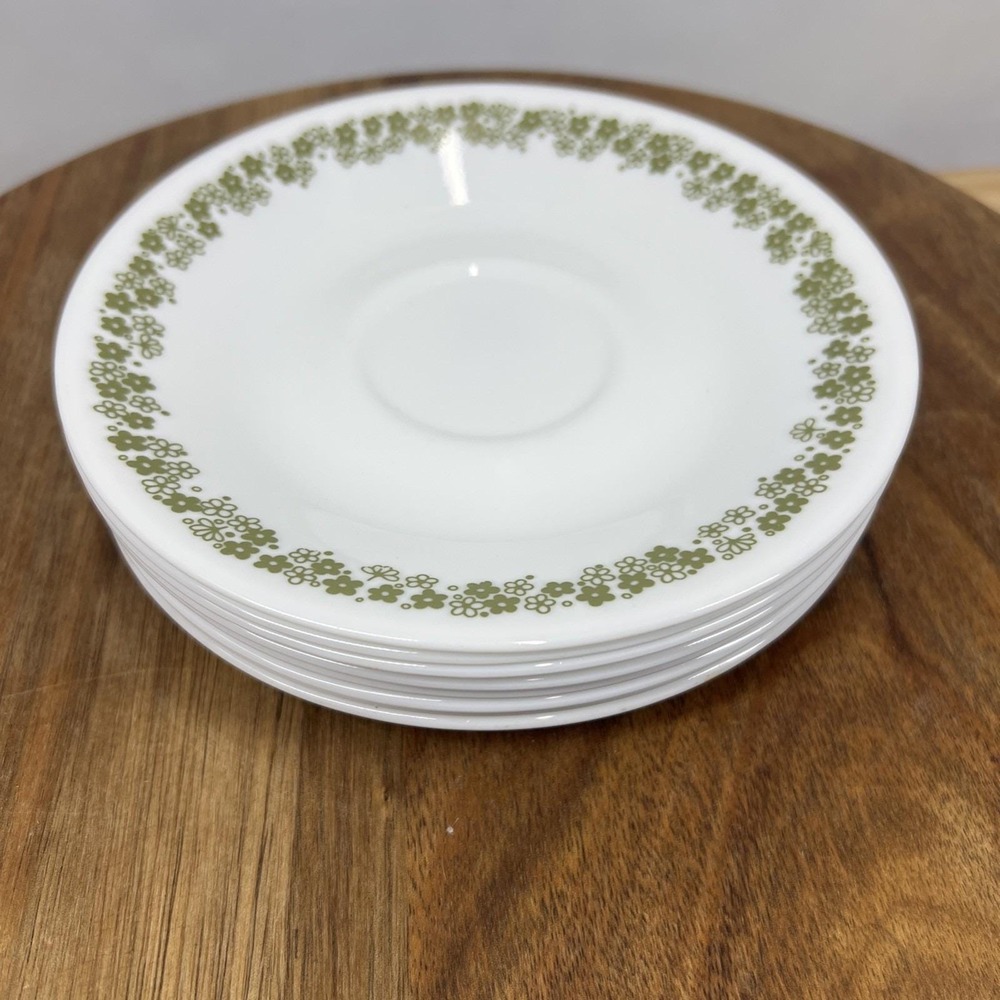 Corelle Spring Blossom Green Saucer Plate 6.25" Crazy Daisy USA Vintage